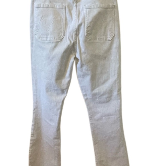 MOTHER The Hustler Patch Pocket Flood Jean in White Premium Denim high waist 28 - Picture 5 of 10